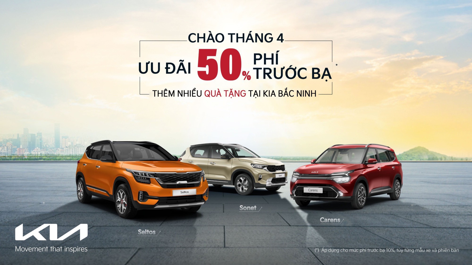 Chào Tháng 4- Ưu Đãi 50%  lệ phí trước bạ cùng nhiều quà tặng tại Kia  Bắc Ninh